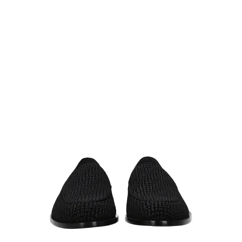 Dolce & Gabbana Black Velvet Slip-On Loafers