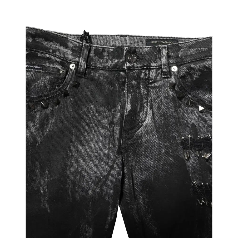 Dolce & Gabbana Black Washed Embellished Skinny Denim Jeans