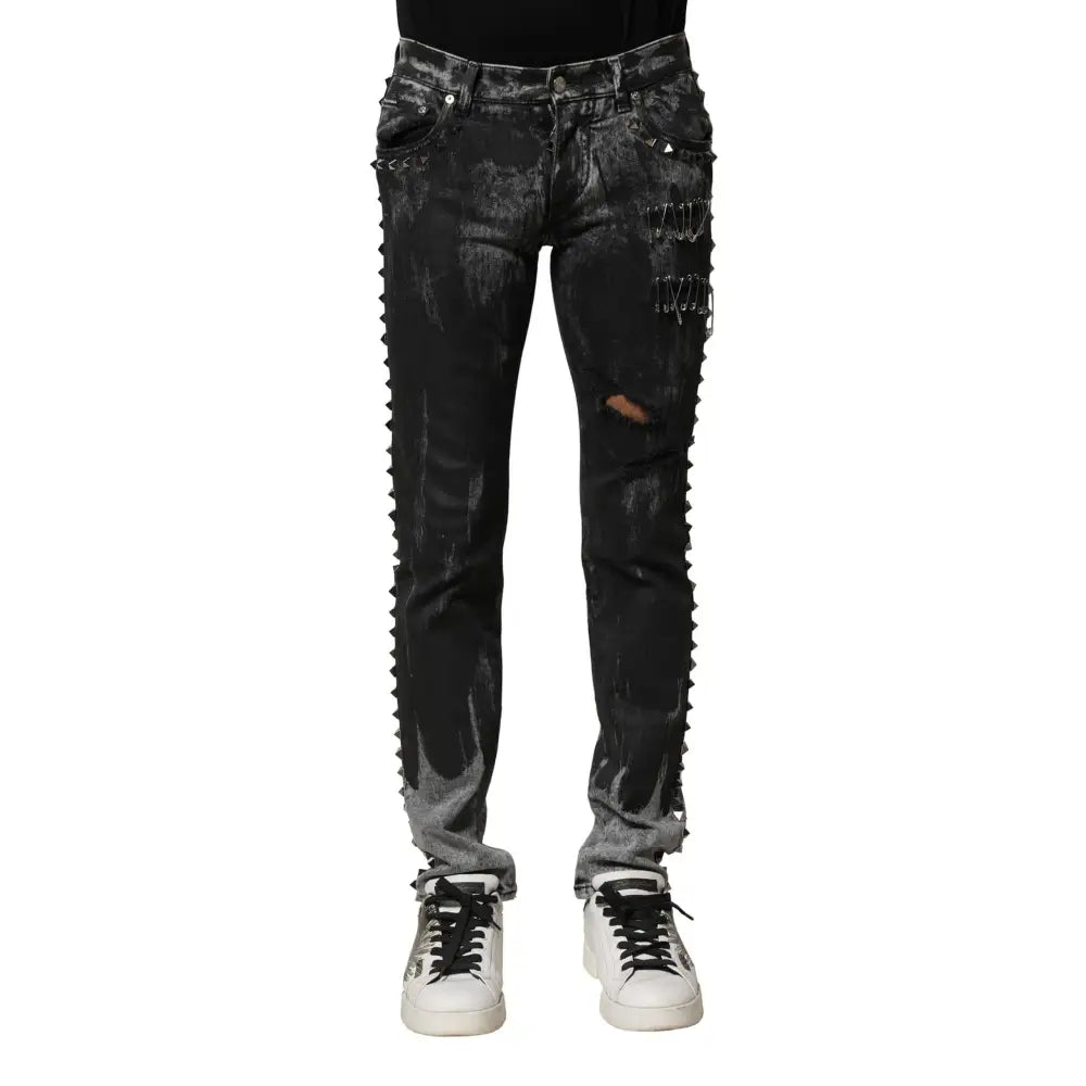 Dolce & Gabbana Black Washed Embellished Skinny Denim Jeans