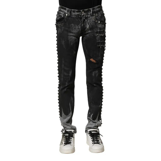 Dolce & Gabbana Black Washed Embellished Skinny Denim Jeans