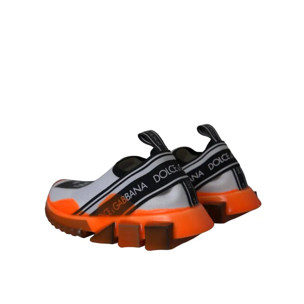 Dolce & Gabbana Black White Orange Slip On Sorrento Sneakers Shoes