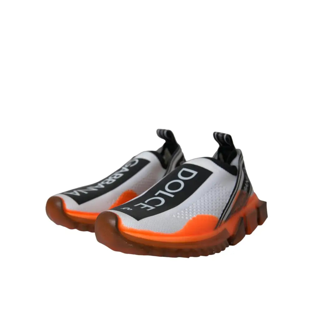 Dolce & Gabbana Black White Orange Slip On Sorrento Sneakers Shoes