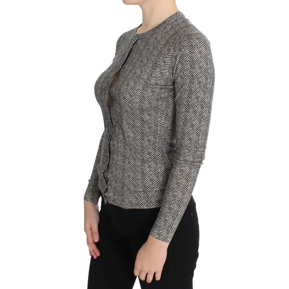 Dolce & Gabbana cardigan sweater i herringbone-mønster, 100% originale brands