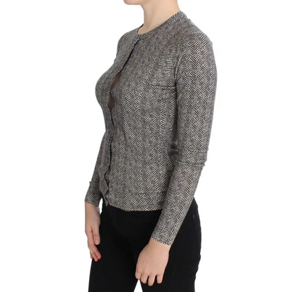 Dolce & Gabbana cardigan sweater i herringbone-mønster, 100% originale brands