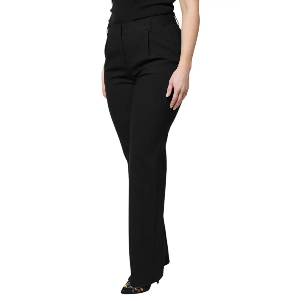 Dolce & Gabbana Black Wool High Waist Boot Cut Dress Pants