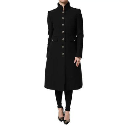 Dolce & Gabbana Black Wool Single Breasted Trench Coat Jacket