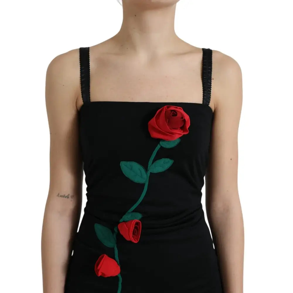 Dolce & Gabbana stropløse kjole med rød rose broderi, 100% originale brands