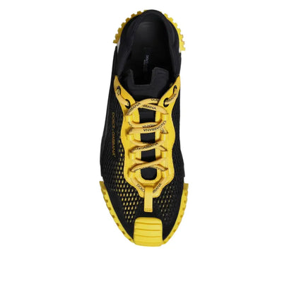 Dolce & Gabbana Black Yellow Low Top NS1 Sneakers Shoes