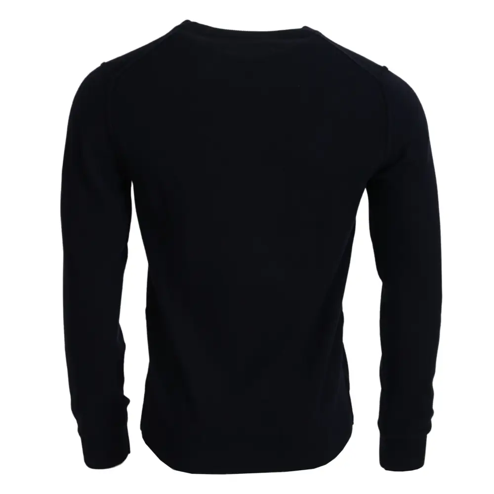 Gabbana blue cashmere pullover sweater med sort langærmet crew neck