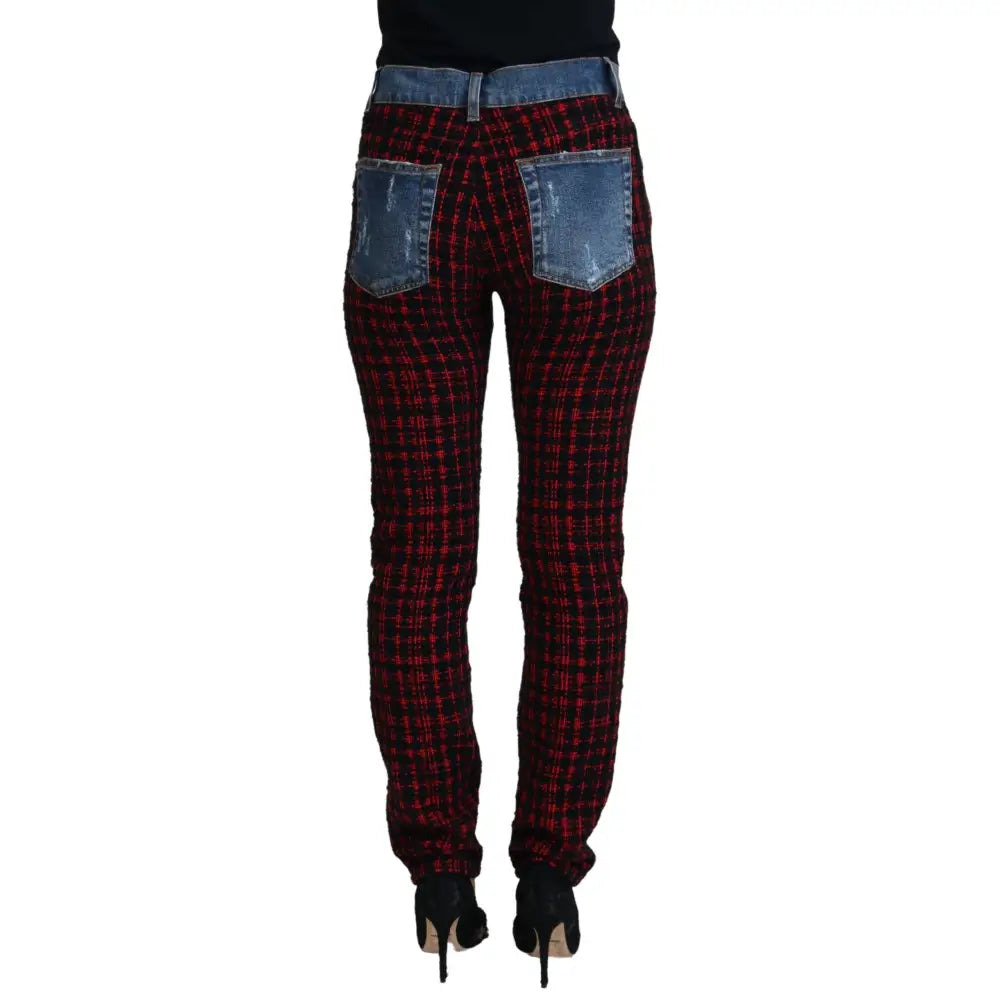 Dolce & Gabbana Blue Checkered Back Skinny Denim Jeans