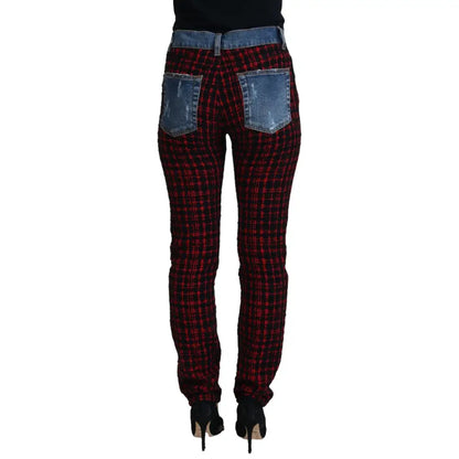 Dolce & Gabbana Blue Checkered Back Skinny Denim Jeans