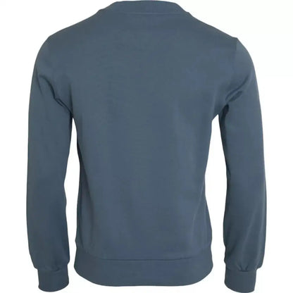 Solid Dolce & Gabbana blue cotton logo crew neck pullover sweater