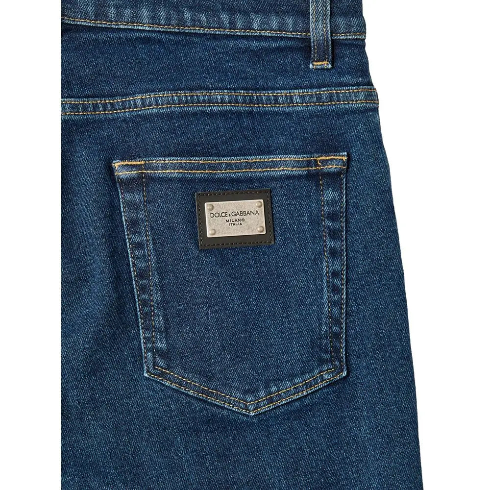 Dolce & Gabbana blå skinny jeans med logo-patch i 100% originale brands
