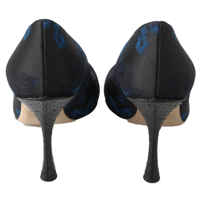 Dolce & Gabbana Blue Floral Ayers Crystal Pumps Shoes