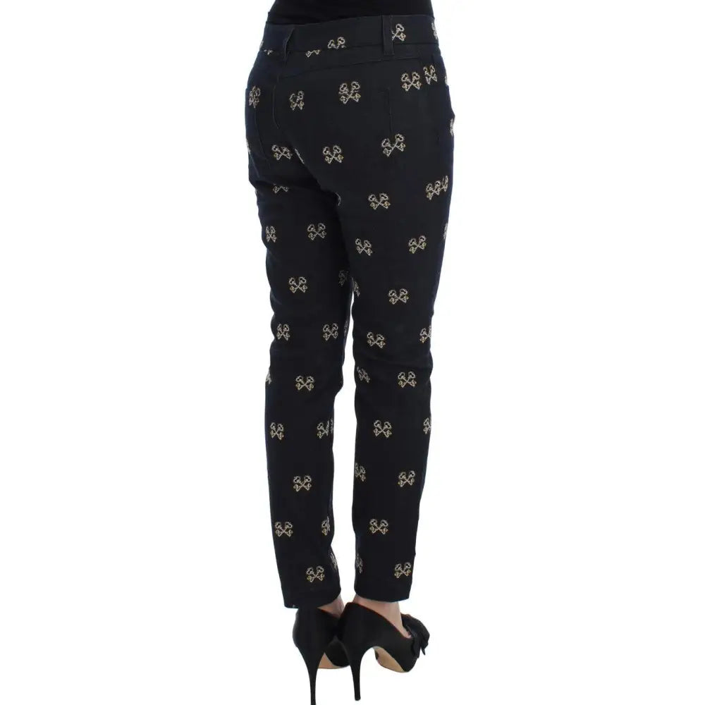 Dolce & Gabbana Blue Key Embroidered Slim Fit KATE Jeans