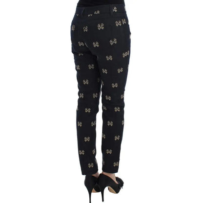 Dolce & Gabbana Blue Key Embroidered Slim Fit KATE Jeans