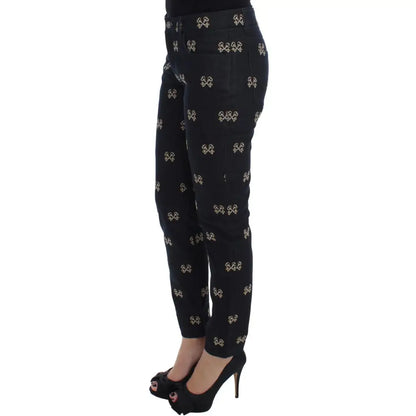 Dolce & Gabbana Blue Key Embroidered Slim Fit KATE Jeans