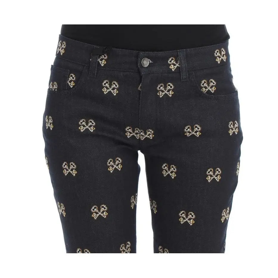 Dolce & Gabbana Blue Key Embroidered Slim Fit KATE Jeans