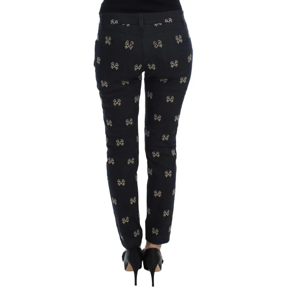 Dolce & Gabbana Blue Key Embroidered Slim Fit KATE Jeans
