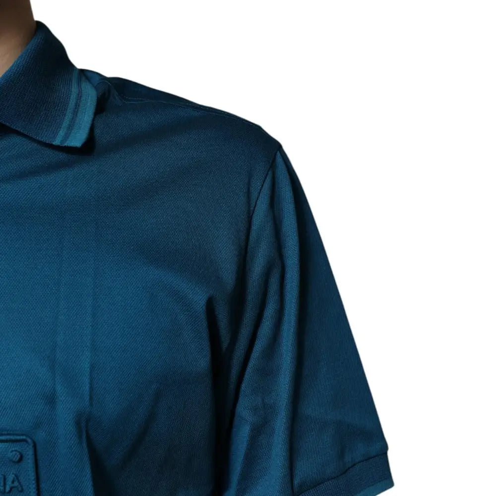 Dolce & Gabbana Blue Logo Cotton Men Polo Shirt T-shirt