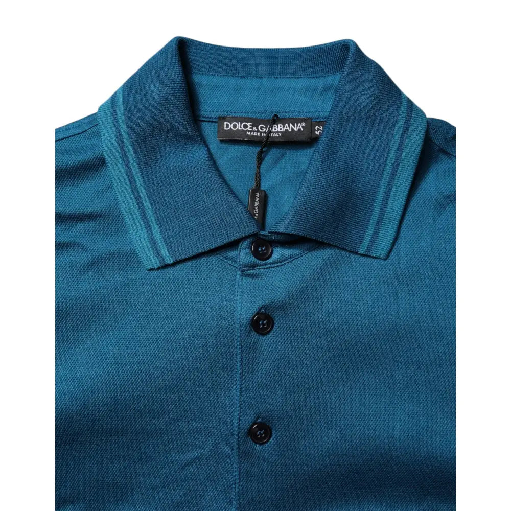 Dolce & Gabbana Blue Logo Cotton Men Polo Shirt T-shirt