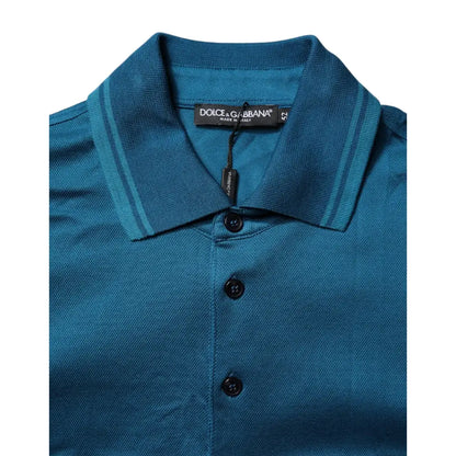 Dolce & Gabbana Blue Logo Cotton Men Polo Shirt T-shirt