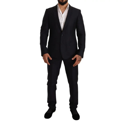 Dolce & Gabbana Blue Pattern MARTINI SLIM FIT 2 Piece Suit