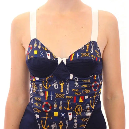Dolce & Gabbana Blue Sailor Motif Stretch Tank Top