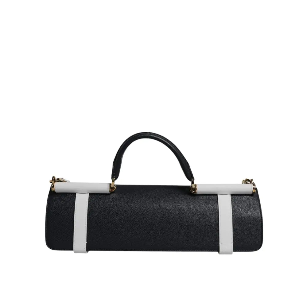 Dolce & Gabbana Blue White Calfskin Leather Crossbody Shoulder Bag