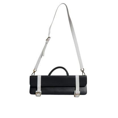 Dolce & Gabbana Blue White Calfskin Leather Crossbody Shoulder Bag