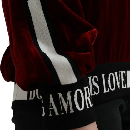Dolce & Gabbana Bordeaux Velvet Round Neck Pullover Sweater