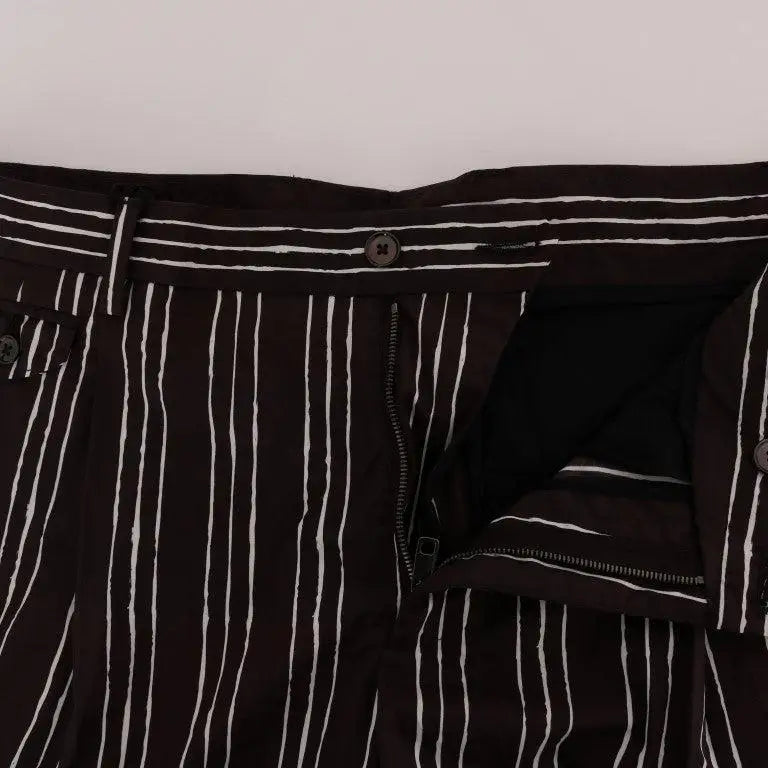 Dolce & Gabbana Bordeaux White Striped Hemp Casual Shorts