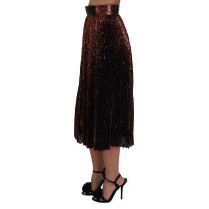Dolce & Gabbana Bronze Sequined High Waist A-line Maxi Skirt