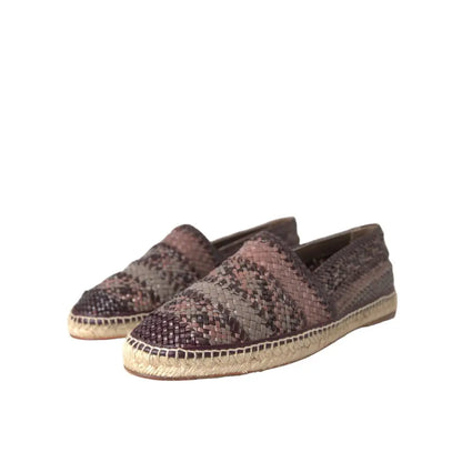 Dolce & Gabbana Brown Buffalo Leather Espadrille Flats Shoes