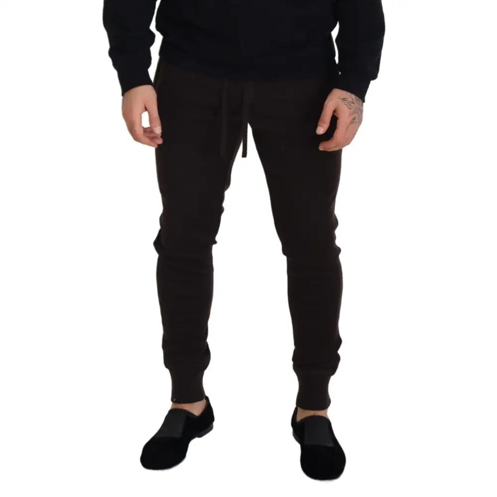 Dolce & Gabbana Brown Cashmere Trousers Bottoms Drawstring Pants