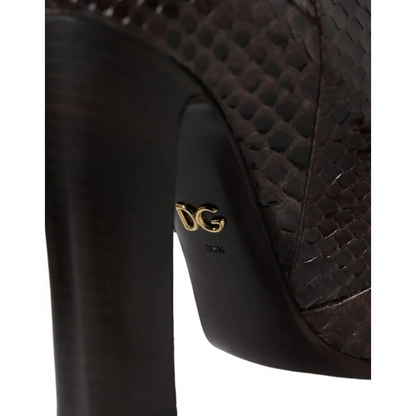 Dolce & Gabbana Brown Exotic Leather Heels High Boots Shoes