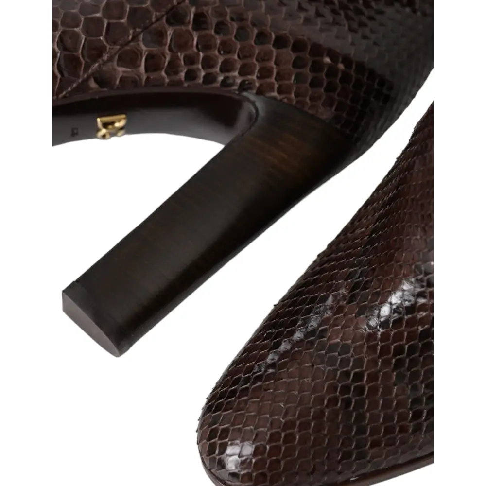 Dolce & Gabbana Brown Exotic Leather Heels High Boots Shoes