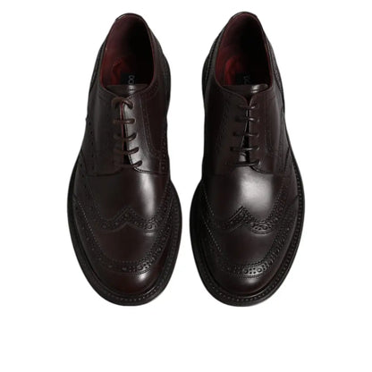 Dolce & Gabbana Brown Leather Derby Wingtip Lace Up Formal Dress Shoes