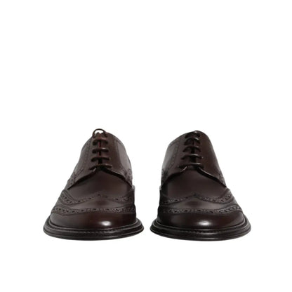 Dolce & Gabbana Brown Leather Derby Wingtip Lace Up Formal Dress Shoes