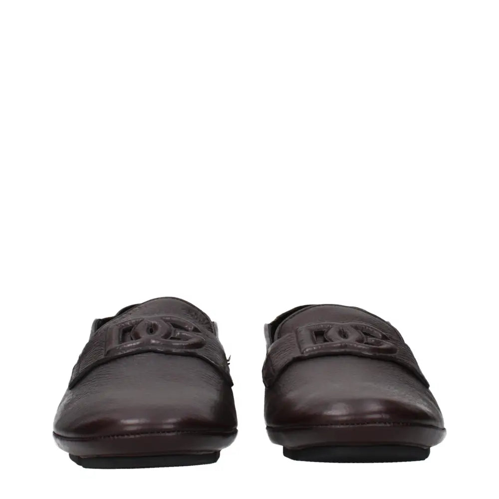 Dolce & Gabbana Brown Leather Slip-On Loafers - Loafers