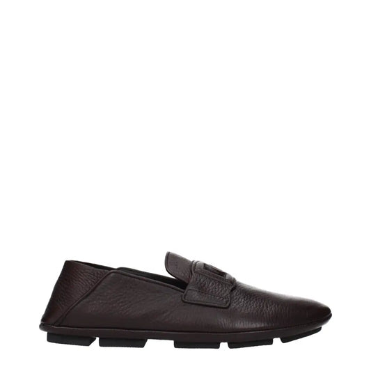 Dolce & Gabbana Brown Leather Slip-On Loafers - Loafers
