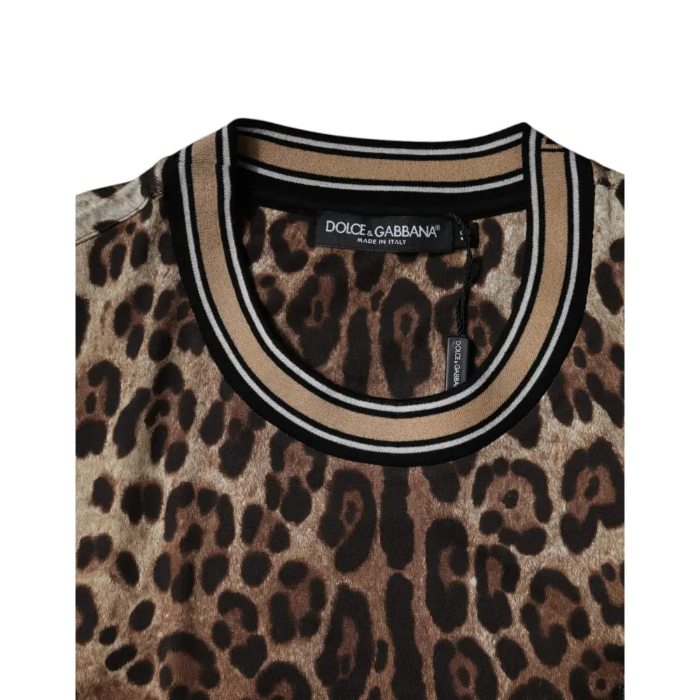 Dolce & Gabbana Brown Leopard Crew Neck Short Sleeve T-shirt