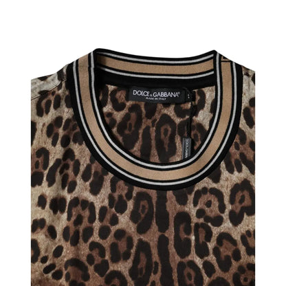 Dolce & Gabbana Brown Leopard Crew Neck Short Sleeve T-shirt