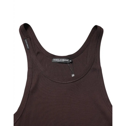 Dolce & Gabbana brun ribbet tank top, 100% originale brands