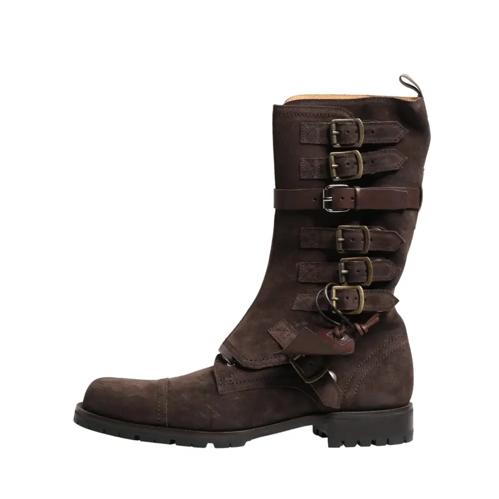 Dolce & Gabbana Brown Suede Leather Combat Ankle Boots Shoes - Ankelstøvler