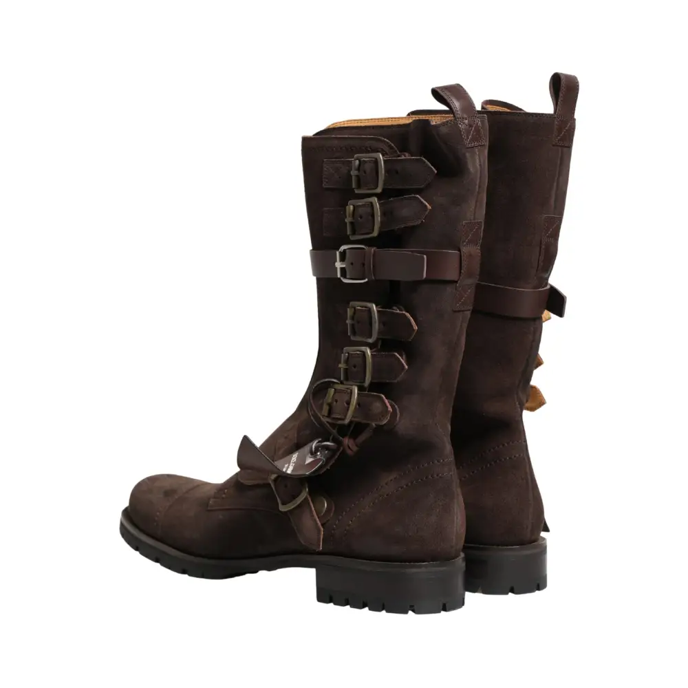Dolce & Gabbana Brown Suede Leather Combat Ankle Boots Shoes - Ankelstøvler