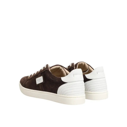 Dolce & Gabbana Brown Suede Leather Low Top Men Sneakers Shoes