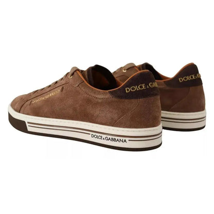 Dolce & Gabbana Brown Suede Logo Low Top Sneakers Men Shoes