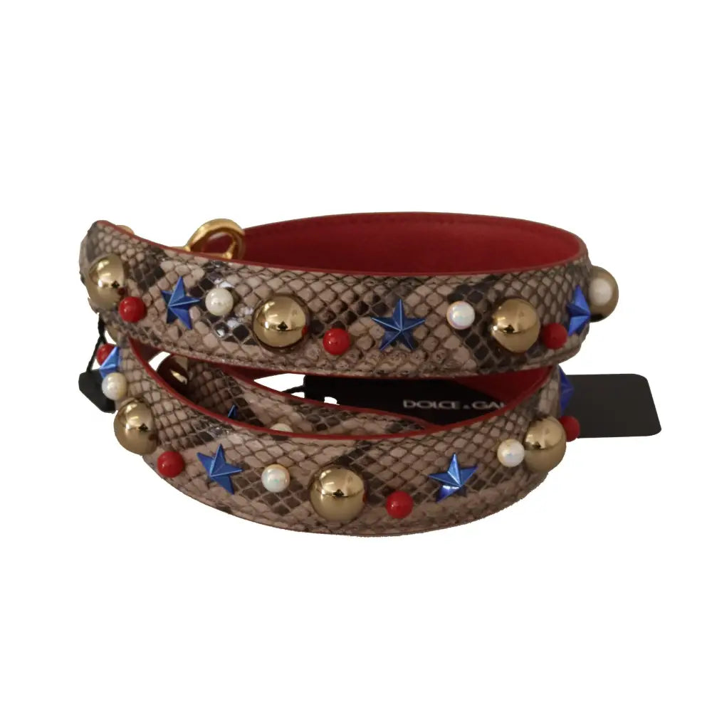 Dolce & Gabbana Brun Python Læder Studded Skulder Strap