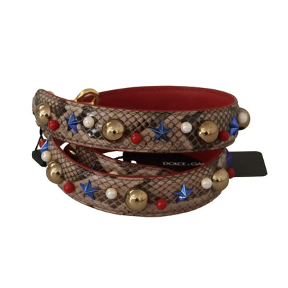 Dolce & Gabbana Brun Python Læder Studded Skulder Strap